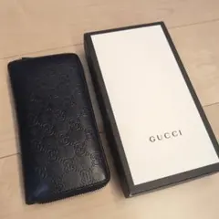 GUCCI グッチ GGエンボス ラウンドファスナー 長財布 ブラック - メルカリ