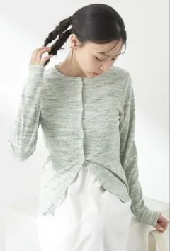 ミントグリーン 長袖カーディガン