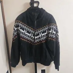 アルパカ・ネイティブ柄レザーブルゾン