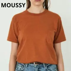 MOUSSY マウジー　ウォッシュ加工 オレンジブラウン 半袖Tシャツ　綿　麻のサムネイル