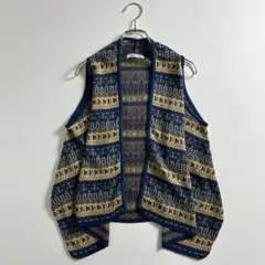 美品　ニューヨーカー　コットン　ニット　ジレ　古着　ヴィンテージ　Lのサムネイル