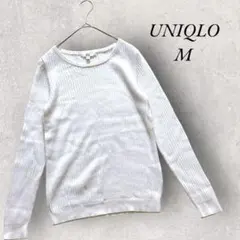 ユニクロ M 長袖ニット　コットンカシミヤクルーネックセーター ノーカラー 無地
