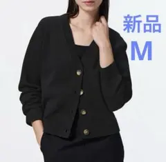 【新品タグ付き】GU スポンジニットVネックカーディガン　M