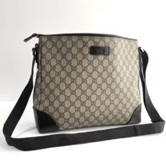 【美品】GUCCI グッチ ショルダーバッグ GGスプリーム×レザー 大容量