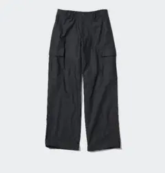 【UNIQLO】 ワイドストレートカーゴパンツ　ダークグレー　墨色　Lサイズ