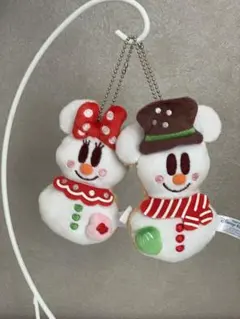 ミッキー　ミニー　クリスマス　スノースノー　雪だるま　ぬいぐるみバッジ