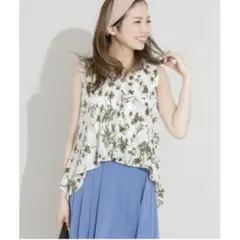 未使用アーバンリサーチサニーレーベル花柄ジョーゼット ブラウス新品同様シフォン白