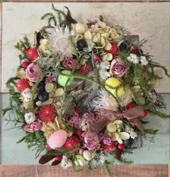 【5】イースター リース　掛けても置いても　ドライフラワーリース