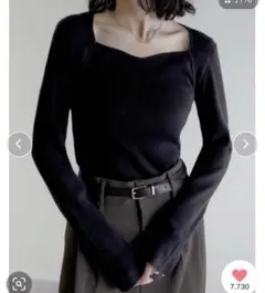 Re:EDIT ハートネックニットトップス　ブラック