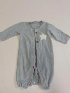 水色 ストライプロンパース 70cmまで