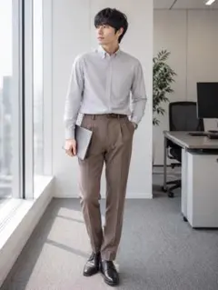 ビームス スラックスパンツ S ウール混 メンズ ハイウエスト タック入り 通勤のサムネイル
