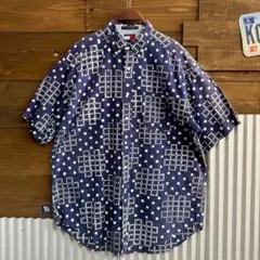 TOMMY HILFIGER 総柄 半袖シャツ BDシャツ