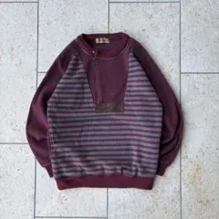 WILLROCK ハーフジップニット vintage M ボーダー 古着 USA