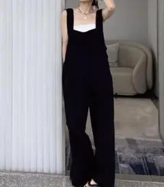 meJane サロペットワイドパンツ ブラック M
