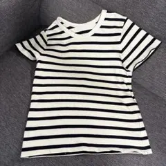 Basement online 白黒ストライプ 半袖Tシャツ