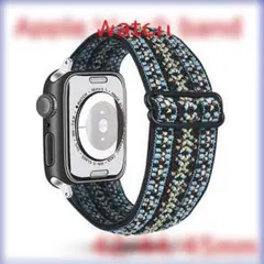 Apple Watch バンド エスニック柄 42/44/45mm ブルー系