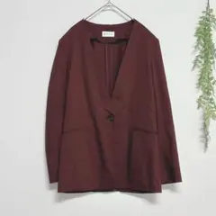 7825 プラステ 長袖ジャケット ノーカラー カジュアル シンプル ゆったりのサムネイル