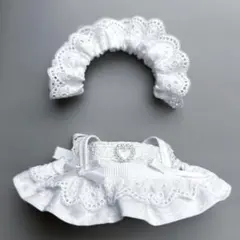 10cm 12cm ぬい服 メイド服 エプロンドレス 白 汎用サイズ 2点