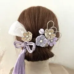 051 お花の髪飾り つまみ細工 セット 卒業式 入学式 袴 着物