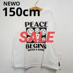 【新品】NEWO 150cm 長袖Tシャツ カットソー 白 スマイル