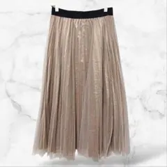 【オリーブデオリーブ】ロングフレアチュールスカート レース 光沢(M)キレイめ