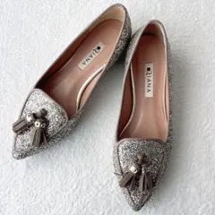 美品✨️ DIANA ダイアナ グリッター タッセル飾り パンプス 23.0cm