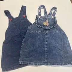 今月迄 デニム　女の子 ブルー ジャンバースカート　95センチ 90センチ