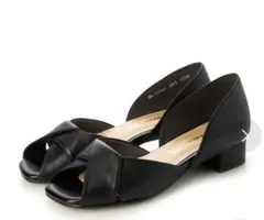 MODEKAORI ブラックオープントゥパンプス