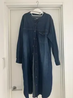 デニムブルー ロングワンピース 長袖　ロングシャツ