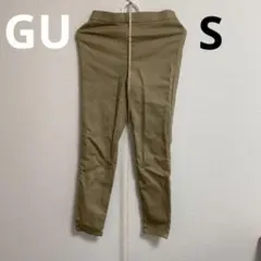 GUベージュのチノパン ウエストゴム ポケット付き　s