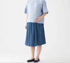 ★匿名配送★《無印良品》春夏　デニム風マタニティスカート&レギンスセットM