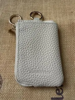 京童工房 キーケース キーリング付き スマートキー小銭 小物　ホワイト