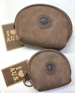 難あり☆オーストラリア購入 I♥AUS カンガルーロゴ レザー調ポーチ 4255のサムネイル