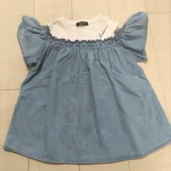 150 オフショルダー　フリル袖Tシャツ マックハウス　女の子のサムネイル