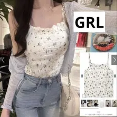 GRL グレイル パット付き小花柄シワ加工キャミソール[dk885]
