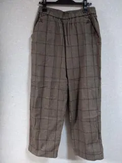 ひっとん様専用　ブラウン系チェック パンツ ウエスト総ゴム