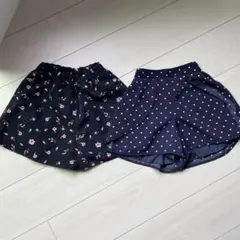 GU ジーユー☆キレイめショートパンツ2点セット　120センチ　花柄　水玉　紺色