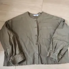 チャオパニック　ノーカラージャケット　カーキ