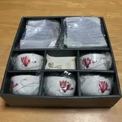 【未使用】有田焼 夢眩窯 湯呑み5客 ＆ 葉っぱ型小皿5枚 茶器セットのサムネイル