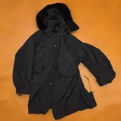 GOMME HOMME ブラックモッズコート ファー付き