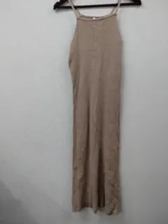 (51)coca ベージュ リブニット ロングワンピース ノースリーブ新品