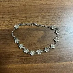 フラワーモチーフ シルバー調 ブレスレット