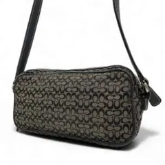 良品 COACH ショルダーバッグ キャンバス ブラック シグネチャー 6341