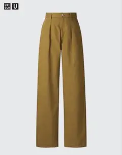 ユニクロ デニムタックパンツ　マスタード
