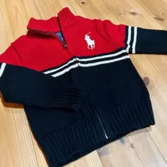 POLO RALPH LAUREN ポロラルフローレン ニット フルジップ 赤黒