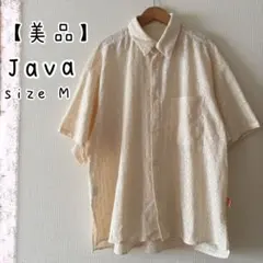 【美品】Java ジャバ 総柄 クロシェ編み シャツ レギュラーカラー 半袖のサムネイル
