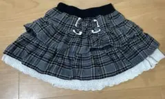 130 フリルスカート ティアード　チェック　リボン　フリル