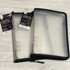 新品 6 リング ファイル ブラック 黒 2個 ダイソー 推し活 シール帳