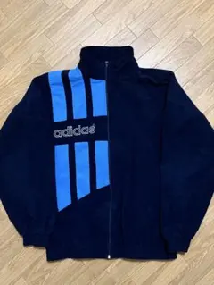 スペイン製 80s-90s アディダス ベロア トラックジャケット 紺 XL相当