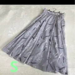 【プロポーション】スカート　グレー　S　花柄 プリントフラワー ロング 美品
